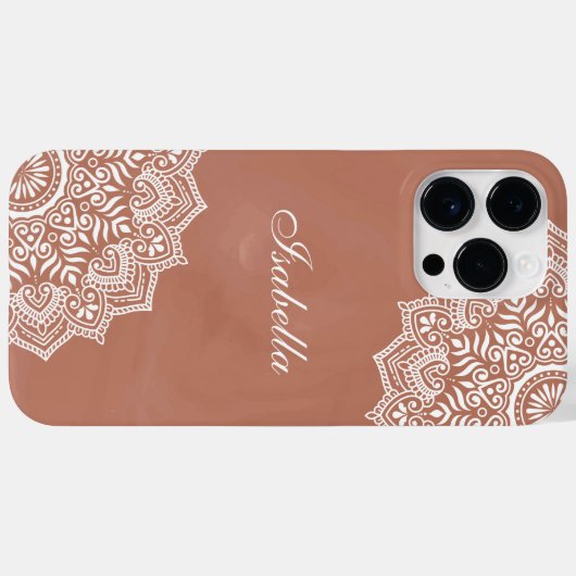 Coques Case-Mate iPhone Boho Terracotta Mandala Nom personnalisé (Verso (horizontal))