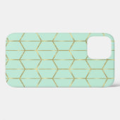 Coques Case-Mate iPhone Boho Vert Menthe Hexagone Or & Glam Géométrique (Verso (horizontal))