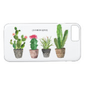 Coques Case-Mate iPhone Boho Watercolor Succulents Personnalisés (Dos (Horizontal))