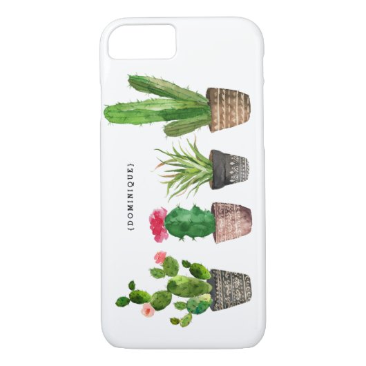 Coques Case-Mate iPhone Boho Watercolor Succulents Personnalisés (Dos)