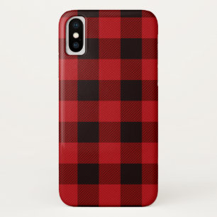 Coque iPhone X Bois de bois Pays Noël Bison rouge plaid