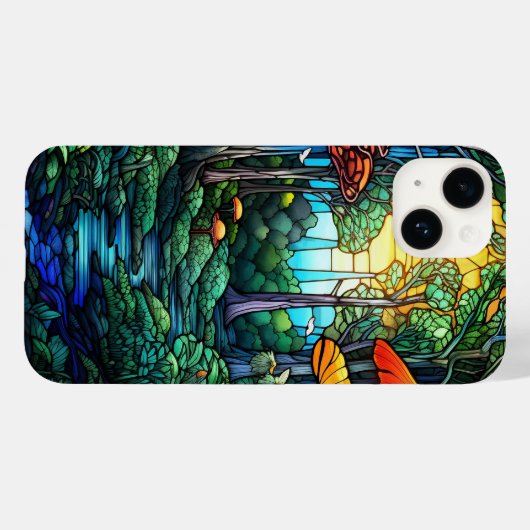 Coques Case-Mate iPhone bois d'imaginaire en vitrail mignon (Verso (horizontal))