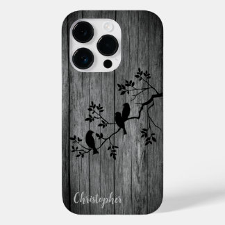 Coque Pour iPhone 14 Pro Bois élégant moderne - arbre et corneille - bois