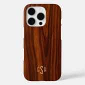 Coques Case-Mate iPhone Bois foncé en acajou, Monogramme (Verso)