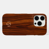 Coques Case-Mate iPhone Bois foncé en acajou, Monogramme (Verso (horizontal))