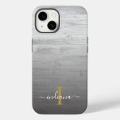 Coques Case-Mate iPhone Bois Gris Imprimé Rustique Nom Script Monogramme (Verso)