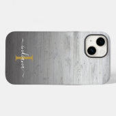 Coques Case-Mate iPhone Bois Gris Imprimé Rustique Nom Script Monogramme (Verso (horizontal))
