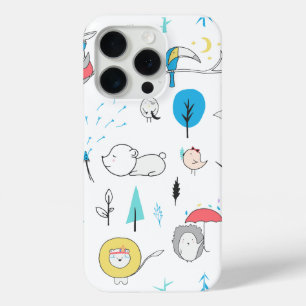 Coque iPhone 15 Pro Bois mignon Animaux Motif Téléphone