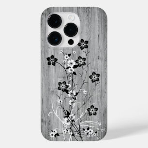 Coque Pour iPhone 14 Pro Bois moderne élégant - fleurs - bois
