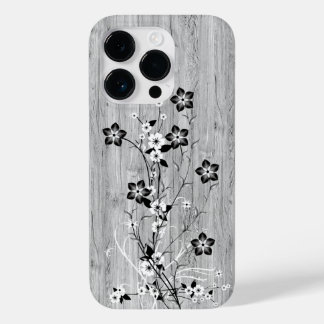 Coque Pour iPhone 14 Pro Bois moderne élégant - fleurs - bois