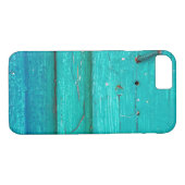 Coques Case-Mate iPhone bois peint turquoise (Dos (Horizontal))
