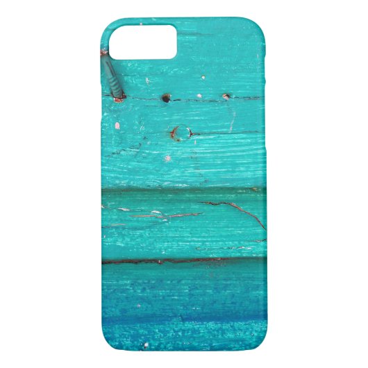 Coques Case-Mate iPhone bois peint turquoise (Dos)