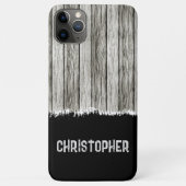 Coques Case-Mate iPhone Bois rustique ajouter le nom gris et noir (Dos)