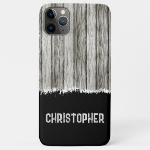 Case-Mate iPhone Case Bois rustique ajouter le nom gris et noir