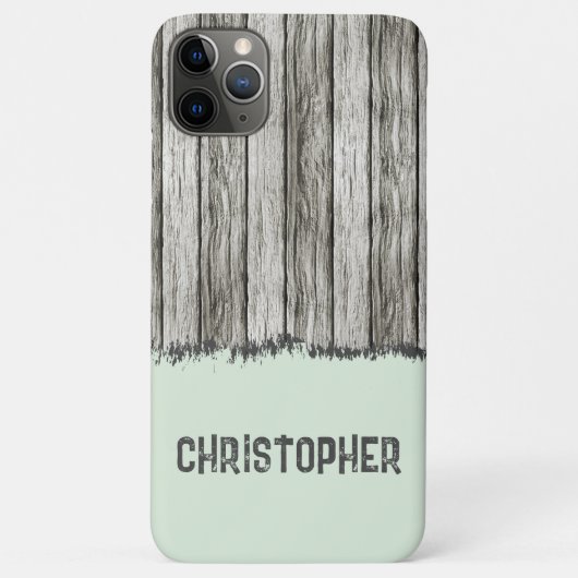 Coques Case-Mate iPhone Bois rustique ajouter le nom gris et vert (Dos)