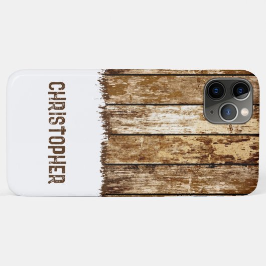 Coques Case-Mate iPhone Bois rustique ajouter nom brun et blanc (Dos (Horizontal))
