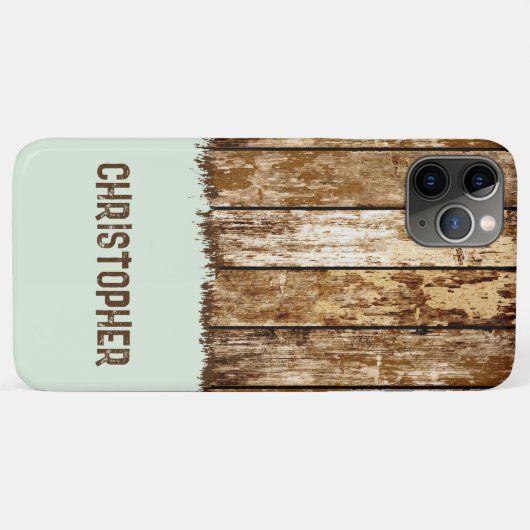 Coques Case-Mate iPhone Bois rustique ajouter nom brun et vert (Dos (Horizontal))