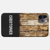 Coques Case-Mate iPhone Bois rustique ajouter nom brun noir (Dos (Horizontal))