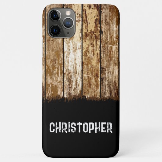 Coques Case-Mate iPhone Bois rustique ajouter nom brun noir (Dos)