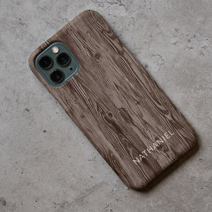 Case-Mate iPhone Case Bois rustique brun foncé personnalisé Faux grain d
