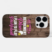 Coques Case-Mate iPhone Bois Rustique Drôle Pickleball Rose (Verso (horizontal))