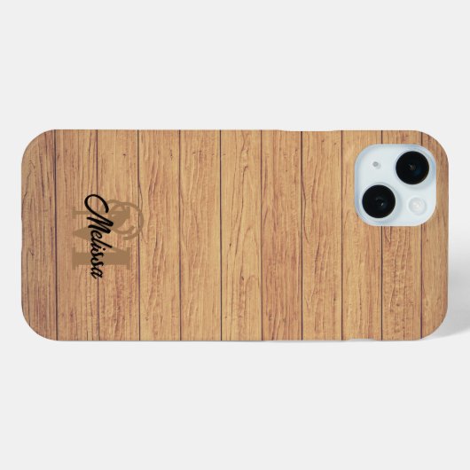 Coques Case-Mate iPhone Bois rustique monogramed (Verso (horizontal))