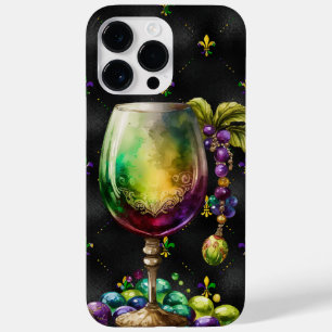 COQUE POUR POUR iPhone 14 PRO MAX BOISSONS FESTIVES MARDI GRAS VIOLET VERT OR
