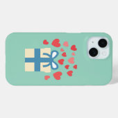 Coques Case-Mate iPhone Boîte à cadeau douce avec cœurs d'amour flottants (Verso (horizontal))