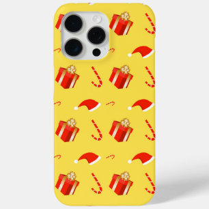 Coque iPhone 15 Pro Max Boîte cadeau de Noël sucre de canne chapeau de Noë
