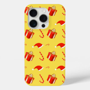 Coque iPhone 15 Pro Boîte cadeau de Noël sucre de canne chapeau de Noë