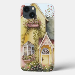 Case-Mate iPhone Case Boîtes de fleurs de maison jaune aquarelle jardin