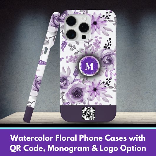 Coques Case-Mate iPhone Boîtes de téléphone Floral Aquarelle avec code QR,