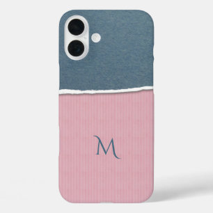 Coques iPhone 16 Plus Boîtes de téléphone monogramme personnalisées Blue