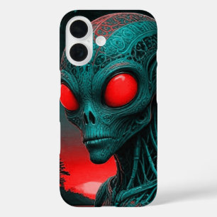 Coques iPhone 16 Boîtier alien aux yeux rouges pour iPhone 16 télép