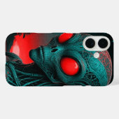 Coques Case-Mate iPhone Boîtier alien aux yeux rouges pour iPhone 16 télép (Verso (horizontal))