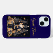 Coques Case-Mate iPhone Boîtier Apple iPhone 15 - Bleu Nuit et Or Noël (Verso (horizontal))