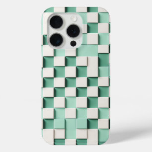 Coque iPhone 15 Pro Boîtier Cube Géométrique 3D Moderne - Vert Menthe