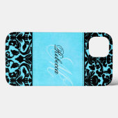 Coques Case-Mate iPhone Boîtier d'air Monogram Black and Blue Damask iPad (Verso (horizontal))