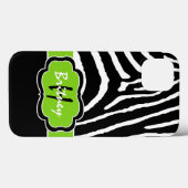 Coques Case-Mate iPhone Boîtier d'air Monogram Black, Lime Zebra Stripe (Verso (horizontal))