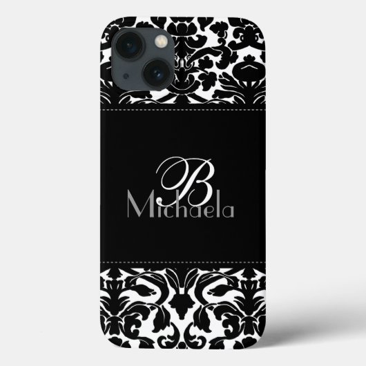 Coques Case-Mate iPhone Boîtier d'air Monogram noir et blanc Damask iPad (Verso)