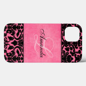 Coques Case-Mate iPhone Boîtier d'air monogramme noir et rose Damas iPad (Verso (horizontal))