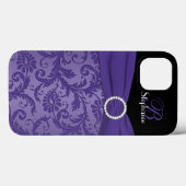 Coques Case-Mate iPhone Boîtier d'air monogramme violet et noir Damas iPad (Verso (horizontal))