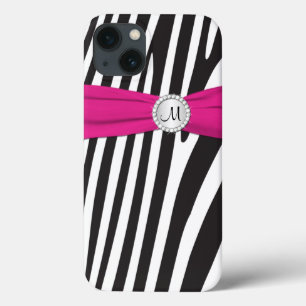 iPhone 13 Case Boîtier d'air pour iPad rayé rose, noir, blanc Zèb