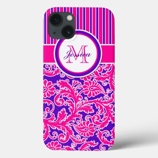 Coques Case-Mate iPhone Boîtier d'air rose violet blanc rayé Damas 2 iPad (Verso)