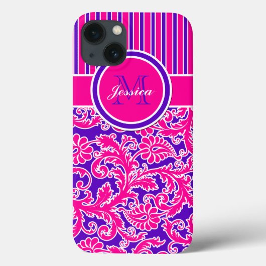 Coques Case-Mate iPhone Boîtier d'air rose violet blanc rayé Damas 3 iPad (Verso)