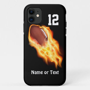 Coque iPhone 11 Boîtier de football Cool Flaming PERSONNALISÉ iPho