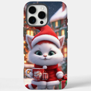 Coques iPhone 16 Pro Max Boîtier de téléphone coque-Mate, chaton de Noël mi