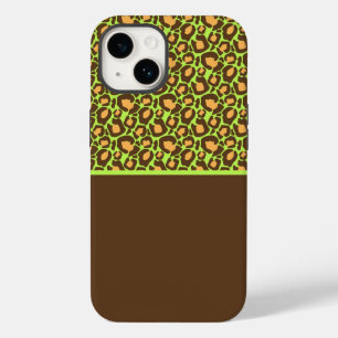 Coque Pour iPhone 14 Boîtier de téléphone d'impression Lime Green et Br