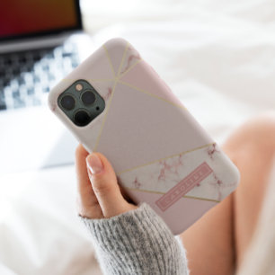 Case-Mate iPhone Case Boîtier de téléphone en marbre doré moderne Rosy