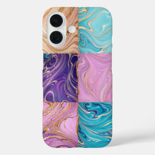 Coques iPhone 16 Boîtier de téléphone en marbre Gold